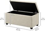 Amazon Basics Upholstered Storage Rectangular Ottoman and Entryway Bench, Polyester, Beige, 35.5"W x 16.5"D x 17"H