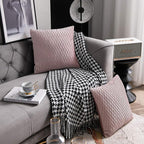 22x22 Pink Throw Pillow Covers: 2 Pack Original Striped Velvet Square Decorative Pillow Cases for Farmhouse Couch