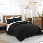 HORIMOTE HOME Quilt Set King Size, Black Bedspread with Clouds Pattern, Soft Coverlet Set Lightweight Microfiber Quilted Bedspread for All Season, Includes 1 Quilt and 2 Pillow Shams