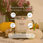 PERIPETI Home Pumpkin Ginger Scented Candle, Wooden Wick – 8.5oz Natural Soy Wax for Energizing Aromatherapy, Long-Lasting Burn with a Cozy Fall Scent