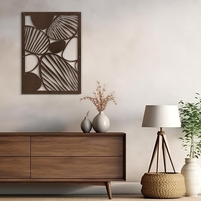 SIGNLEADER Metal Wall Art Decor Abstract Geometric Shapes Minimalist Modern Abstract Wall Sculpture Hangings Home Decoration for Living Room, Bedroom, Bathroom, Kitchen, Outdoor - 36" Bronze