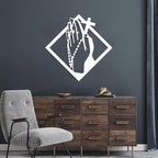 Praying Hands Wall Art Metal, Metal Crosses Wall Decor, Prayer Hands Decor, Serenity Prayer Wall Art for Living Room, Bedroom (24"x24"/60x60 cm, Silver)