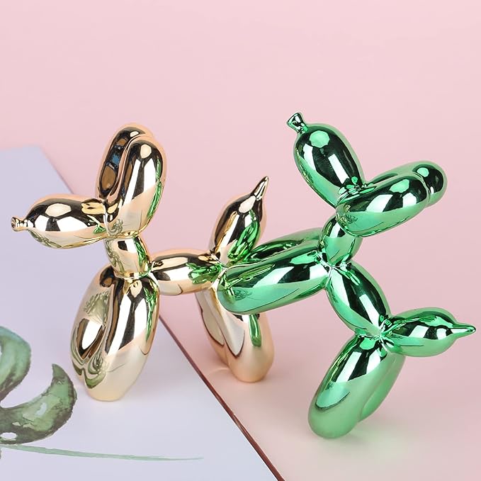 Green Balloon Dog Decor,Balloon Animal Decor,Shelf Decor Preppy Room Decor,Cute Statue Home Decor, Bedroom Modern Sculpture Desk Decor,Office Gold Decorations Small Figurines