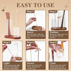 2 in 1 Incense Holder for Sticks with Glass Ash Catcher, Upside Down Anti-Ash Incense Stick Burner, Modern Vertical Incense Holder for Yoga, Spa, Meditation and Home Decor Reddish Brown