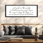 Surfapans Serenity Prayer Inspirational Religious Wall Art 32"×12" Christian God Grant Me The Serenity Courage Wisdom Positive Saying Quotes Sign Bible Verse Scripture Catholic Hanging Decor (Black)