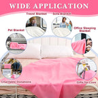 Newwiee 24 Pcs Fleece Throw Blankets Bulk 50'' x 60'' Oeko-tex Standard 100 Certified Spring Outdoor Wedding Guest Blankets Lightweight for Sleepover Donation Lap Pet Sofa Home (Light Pink/White)