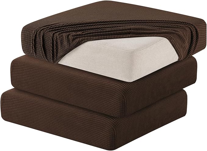 Hokway 3 Piece Couch Cushion Slipcovers Stretch Reversible Cushion Replacement Slipcovers Sofa Cushion Covers(Chocolate, 3)