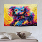VUMIVI Colorful Cute Dog Tapestry Rainbow-Hued Oil Painting Pet-Themed Abstract Art Print Tapestry Wall Hanging for Living Room Bedroom Dorm Classroom Aesthetic Decor W60xL40in
