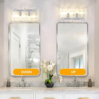 3-Light Modern Bathroom Light Fixture Chrome Vanity Lights Over Mirror Wall Sconce Lighting with K9 Crystal Shades Bathroom Wall Lamp E26 Base for Bedroom, Living Room, Hallway, Cabinet