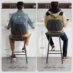 24-Inch Leather Bar Stools Set of 3, Counter Height Barstools with High Backrest，Bar Chairs for Kitchen Island with Heavy Duty Metal Legs, Black