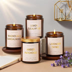 Candles for Home Scented, 4 Pack Soy Candle Non Toxic, Aromatherapy Candles with Lavender Thyme,Magnolia & Sandalwood,Amber Patchouli,Lemon Eucalyptus - Candle Gifts Set for Women & Valentine's Day