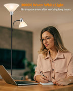 LEPOWER Floor Lamp, Standing Lamp Replaceable 3000K Energy-Saving, Lamp for Living Room with Adjustable Reading Light, Modern Bright Floor Lamp for Bedroom, Living Room, Office