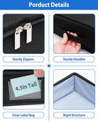 Under Bed Storage Containers, Low Profile Underbed Storage Bin 4.5 Inches Tall Clothes Storage Organizer With Rigid Side & Bottom, Shallow Thin Under Couch Dresser Storage Dorm With Lid - 2Pcs Black