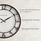 Presentime & Co 21" Farmhouse Series Wall Clock,Vintage Style, Retro Clock, Raised 3D Arabic Numeral, Oil Rubbed Bronze Finish. Wall Décor for Living Room and entryway.