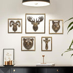 JJALIGHTS Animal Heads Wall Decor Resin Animals Sculptures Head Wall Hanging Decoration Imitation Copper vintage Wall Sculpture for Living Room Bedroom Office(Bighorn,Includes Metal Frame)