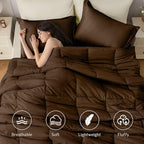 JOLLYVOGUE California King Comforter Set, Ultra-Soft Bed in a Bag Cal King Size 7 Pieces, Oeko-TEX Certified Bedding Set with Down Alternative Comforter, Sheets, Pillowcases & Shams, Brown & Beige