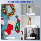 OUTXE Wreath Hanger for Front Door, Upgraded Suction Cup Reef Hook for Glass Window/Over Door, Christmas/Thanksgiving/Halloween/July 4th/Easter/Valentine/Spring/Summer/Fall (Walnut, 2-Pack)