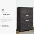 Signature Design by Ashley Belachime Casual 4 Drawer Chest with Easy Glide and Safety Stop, Gray