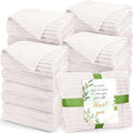 Buryeah 24 Pcs Wedding Flannel Fleece Throw Blanket Bulk with Thank You Card and Ribbon, 50 x 60 in Oeko-TEX Standard 100 Certified Blankets Outdoor Wedding, Guest Party Souvenirs (Cream White)