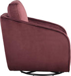 Studio Living® Lydia 35.3" Swivel Accent Chair, Modern Boho, Fully Assembled, Pocket Coil Comfort, Round Swivel Base Leg, Soft Velvet Fabric, Plum