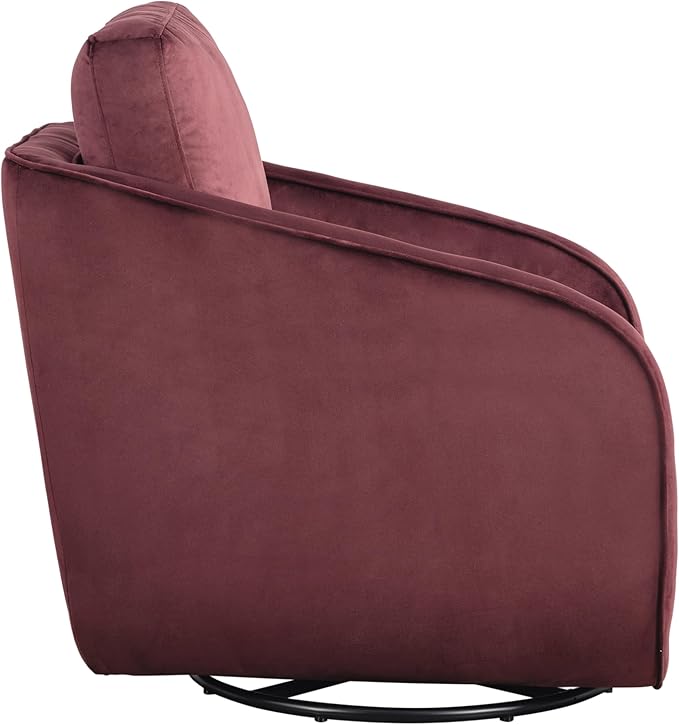 Studio Living® Lydia 35.3" Swivel Accent Chair, Modern Boho, Fully Assembled, Pocket Coil Comfort, Round Swivel Base Leg, Soft Velvet Fabric, Plum