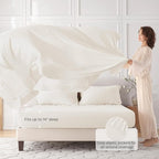 MUXHOMO 7 Pieces Full Comforter Set, Seersucker Bed in a Bag Full Size, All Season Luxury Bedding Set with Comforter, Flat Sheet, Fitted Sheet, Pillowcases & Shams, Ivory