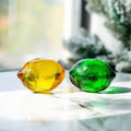 Glass Lemon Figurine Collectibles Glass Fruits Decoration for Home Kitchen Office Table Centerpiece Lemon Ornament Decoration
