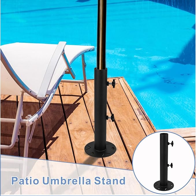 Patio Umbrella Stand Base,Heavy Duty Outdoor Umbrella Holder,Metal Grass Umbrella Ground Stake, Steel Outdoor Umbrella Base for Decks,Patios,Lawn,Docks