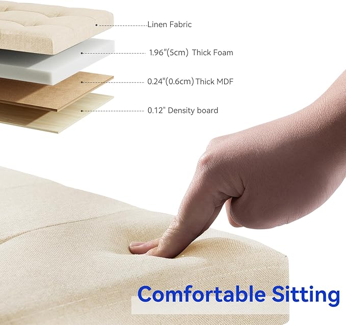 BRIAN & DANY Ottoman with Storage, Square Small Storage Ottoman Foot Rest with Legs, Ottomans Foot Stool for Dorm, Living Room, Entryway (Beige) 14.8" x 14.8" x 16"
