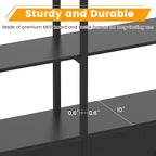 Semoic 85.8" Tall Arched Bookshelf with Door, 5-Tier Etagere Bookcase with Storage Cabinet Shelf, Triple Wide Industrial Bookshelf, Free Standing Display Shelf for Living Room Home Office, Black
