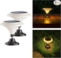 Solar Table Lights Outdoor, 2 Pack Classic Martini-Shaped Lanterns with Base & Ground Stakes, Waterproof LED Solar Powered Decorative Lights for Patio Table Garden Path (Warm White)