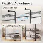 Timate F3 Garment Rack Heavy Duty Clothes Rack for Hanging Clothes, Expandable Industrial Pipe Wall Mounted Clothing Racks, Adjustable Storage Wardrobe Closet Kit Walk in Closet Systems, Black