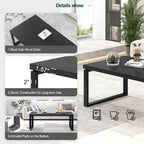 EXCEFUR Black Coffee Table, Modern Rustic Center Table for Living Room, Industrial Rectangle Cocktail Tea Table for Home Office, 47 Inch