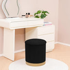 Round Storage Ottoman with Reversible Tray Top, 16.3" Boucle Ottoman Footrest Stool with Metal Base, Upholstered Vanity Stool with Storage for Living Room Bedroom, Black