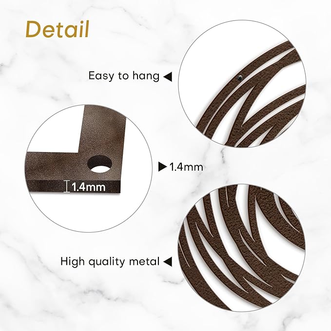 SIGNLEADER Metal Wall Art Decor Abstract Geometric Circles Minimalist Modern Abstract Wall Sculpture Hangings Home Decoration for Living Room, Bedroom, Bathroom, Kitchen, Outdoor - 24" Bronze