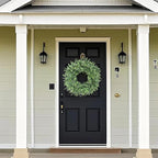 26'' Eucalyptus Wreath for Front Door - Large Artificial Eucalyptus Leaves with White Seeds Greenery Outdoor Wreath for Porch,Window,Farmhouse,Home,Hanging Decor- Spring, Summer, All Seasons (Green) ﻿
