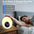 Wake Up Light Sunrise Alarm Clock - Sunrise Simulation & White Noise Machine with 30 Soothing Sounds, 14 Color Dimmable Night Light, Dual Alarms for Heavy Sleepers/Adults/Kids, Digital Clock Timer