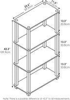Furinno Turn-S-Tube 4-Tier Compact Multipurpose Shelf Display Rack with Square Tube, Amber Pine/Black