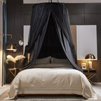 Kertnic Luxurious Bed Canopy for Girls & Adults - Double Layer Princess Canopy with Lace, Round Dome Mosquito Netting for Queen/King Bed Tent (Black)
