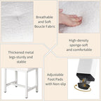 Vanity Stool, Saddle Seat Makeup Stool Chair with Metal Leg, U-Shaped Teddy Velvet Ottoman Foot Rest Stool, Small Square Chairs Under Desk for Vanity, Modern Makeup Bench White