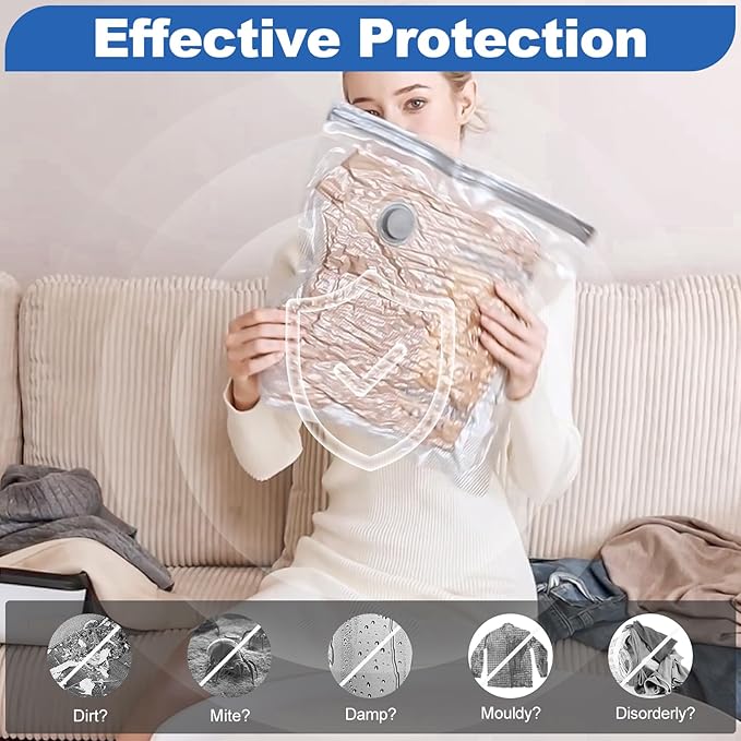 Vacuum Storage Bags Set with USB Pump, 15 Pack Carry-on Size Vacuum Bags for Travel, Space Saver Packing for Clothes and Clothing Travel
