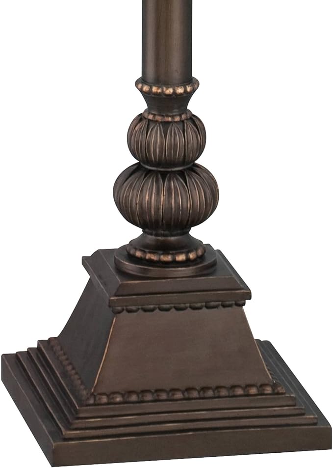 Kathy Ireland Mulholland Rustic Vintage Torchiere Floor Lamp Standing 72" Tall Bronze Tortoise Shell Font Frosted Glass Shade Decor for Living Room Reading House Bedroom Home Office