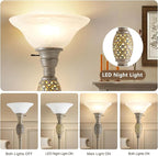 70" Torchiere Floor Lamps with NightLight - Victorian Style Vintage Floor Lamp for Living Room, Bedroom, Office - Retro Floor Lamps with Rotary Switch & Etched Glass Shade, Home Decor, Bulb Included