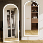 GLSLAND Arched LED Full Length Mirror - 65"x26" Full Body Standing Mirrors with Light for Bedroom/Cloakroom -Dimmable & 3 Color Lighting/Wall Mounted