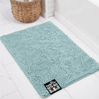 KANGAROO Bathroom Rugs, Chenille Soft Absorbent Bath Rug, Shaggy Shower Mat, Quick Dry Machine Wash Bathmat, Plush Carpet Mats for Tub, Bathtub and Room Home Decor Accessories, 42x24, Seafoam