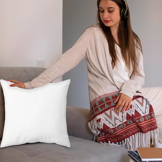 Covers & All Throw Pillow Inserts Only Pack of 4, Durable Soft Square 18 x 18 Inches 65 GSM Non-Woven Fabric with 15D Silicon Fiber Filling, Universal uses for Home Decor Office Indoor Outdoor