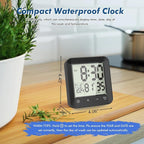 Waterproof Shower Clock Timer, Bathroom Clock with Countdown, Touch Screen, Indoor Temperature, Suction Cup, LCD Digital Wall Clock for Bath, Kitchen