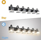 6 Light Bathroom Vanity Lights Fixtures, Black Bathroom Wall Lights Modern Bath Wall Mounted Lights with Clear Glass Shade Wall Light for Mirror Bed Hallway (E26 Base)