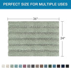 H.VERSAILTEX Bath Mats for Bathroom Non Slip Extra Thick Chenille Striped Bath Rug 24" x 36" Absorbent Non Skid Fluffy Soft Shaggy Rugs Washable Dry Fast Plush Mats for Indoor, Bath Room, Tub - Sage