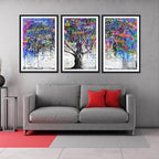 Novatique Tree Canvas Wall Art Graffiti Colorful Wall Decor Tree Abstract Graffiti Canvas Prints Nature Painting Artwork for Living Room Bedroom,24" x 36" x 3pcs
